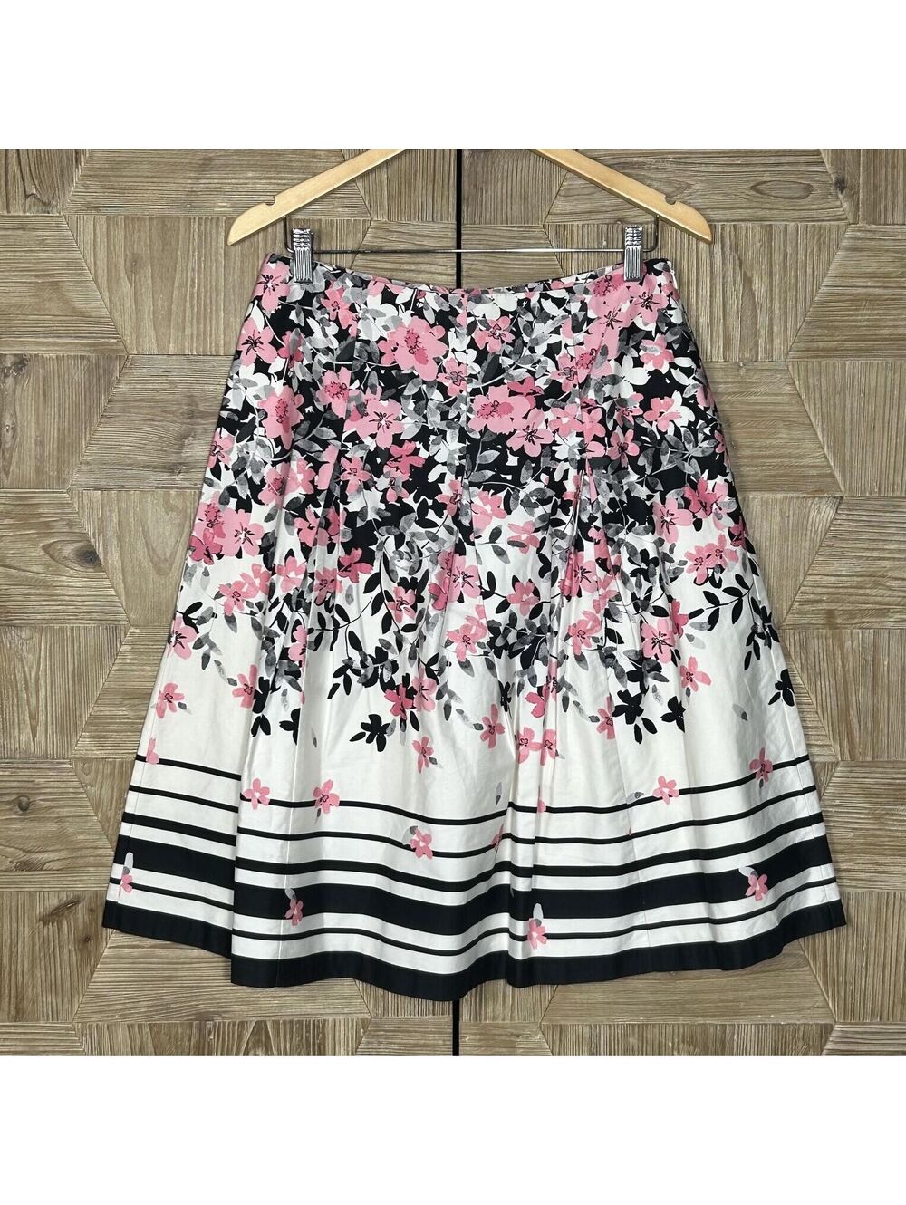 Charter Club Womens Floral Print A-Line Midi Skirt White Pink Size 4 Cottagecore